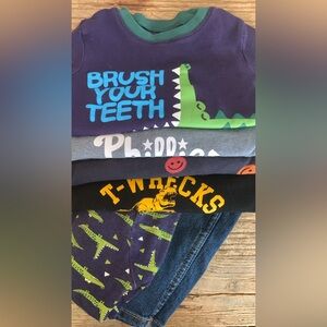 3T Bundle of Clothes - Phillies Crocodile Pajamas Long Sleeve T Rex Smiley Face